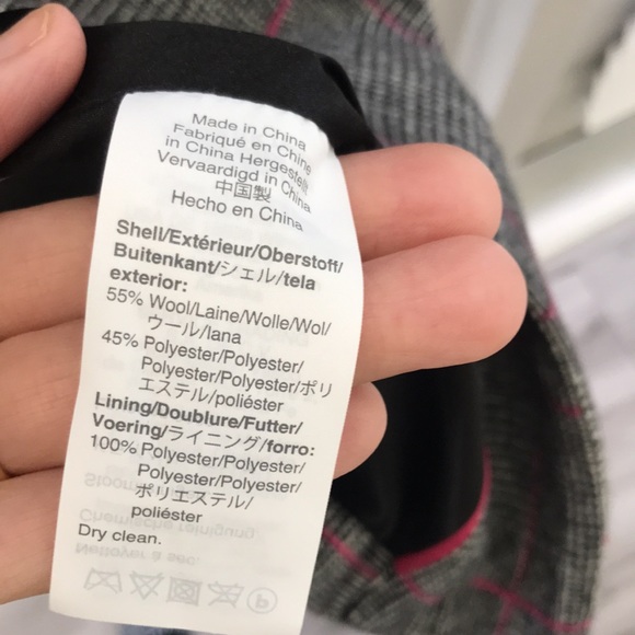 J Crew Glen Plaid Topcoat Wool Black Ivory Plum Size 4 - Picture 14 of 16